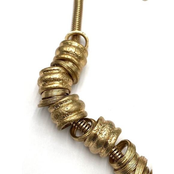 ZARA Necklace Gold Tone Chunky Statement with Rings 18” - Picture 5 of 10